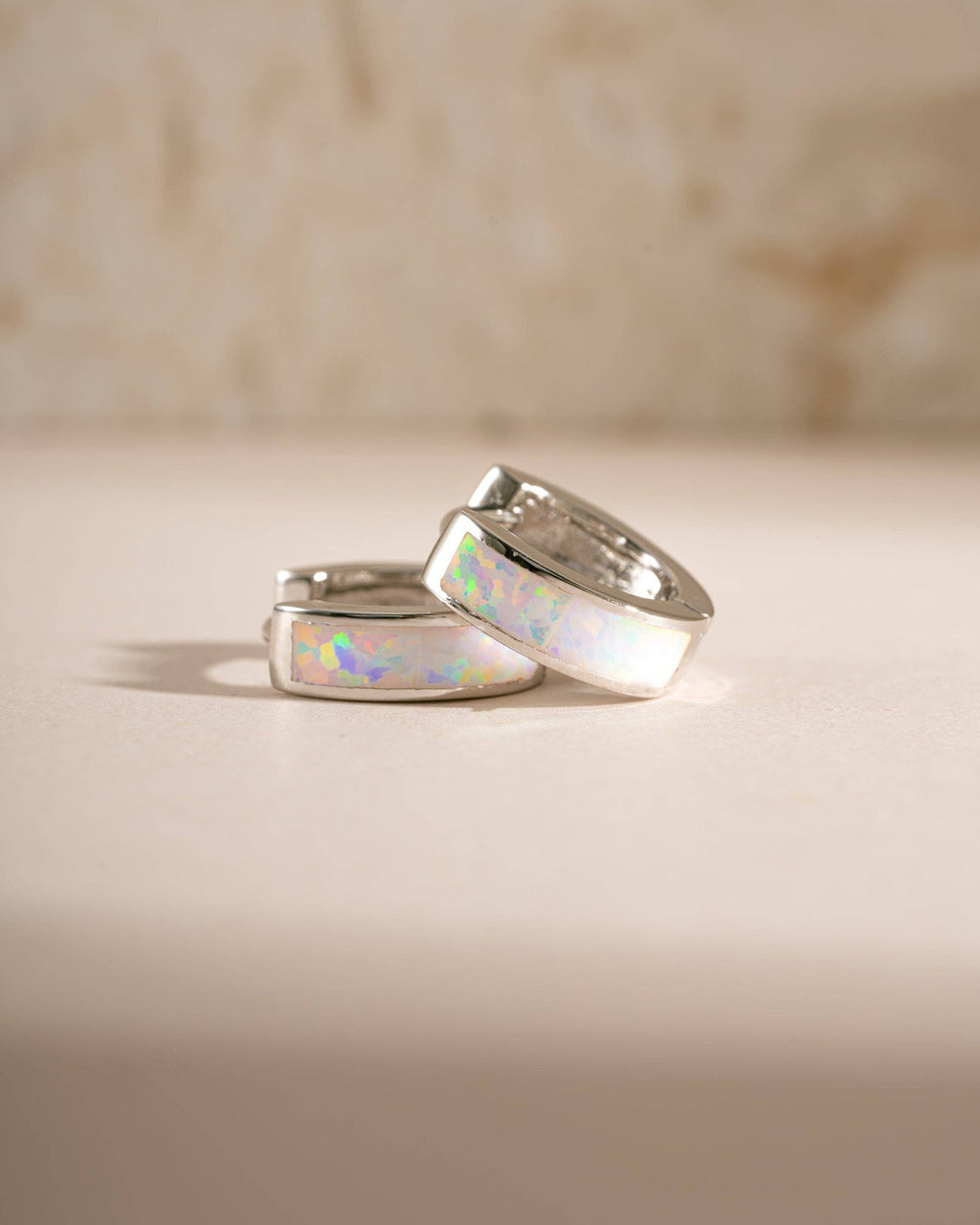 Opal Enamel Huggie Earrings