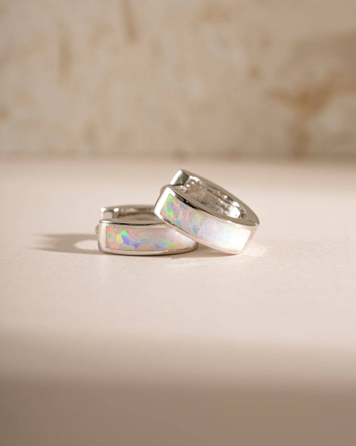 Opal Enamel Huggie Earrings