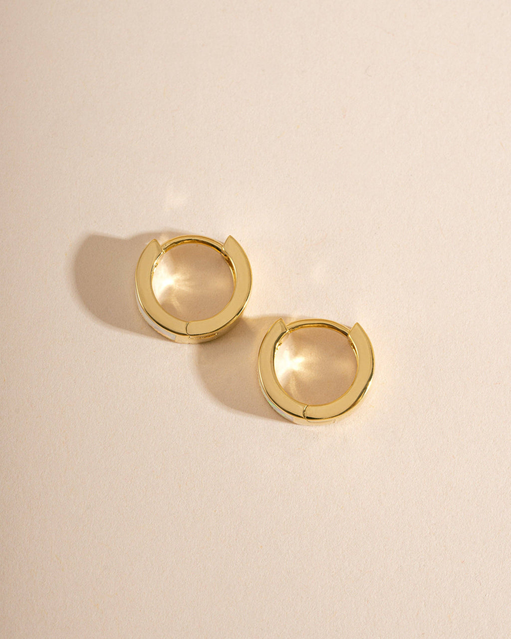 Opal Enamel Huggie Earrings