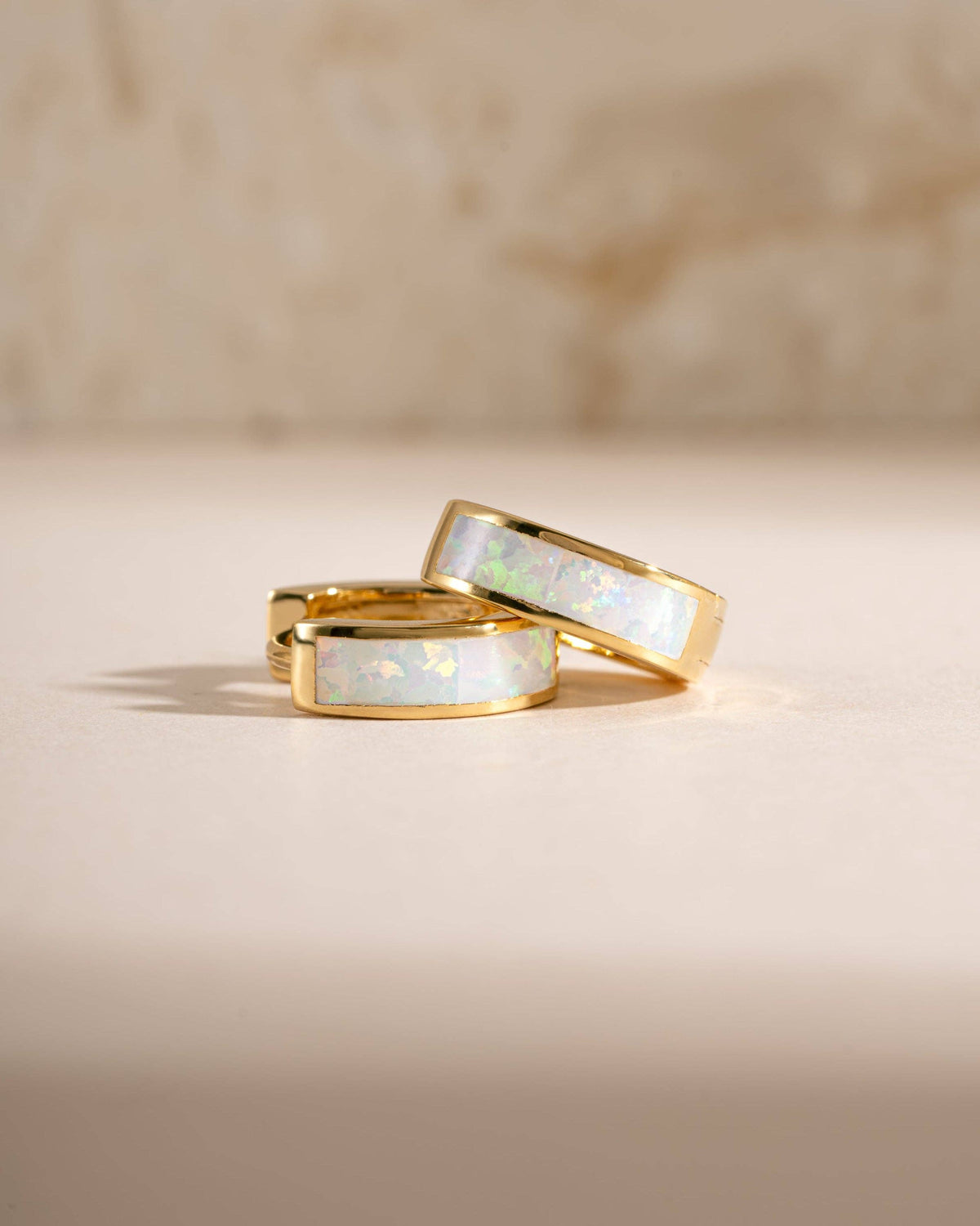 Opal Enamel Huggie Earrings