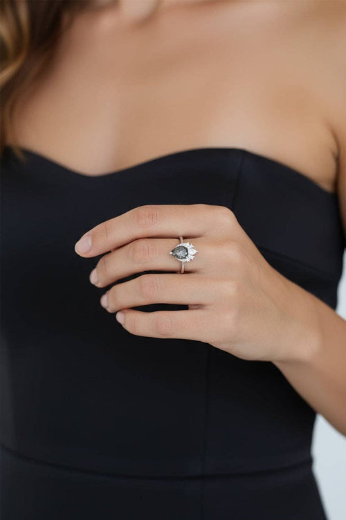 Black Rutilated Quartz Ring- Sterling Silver
