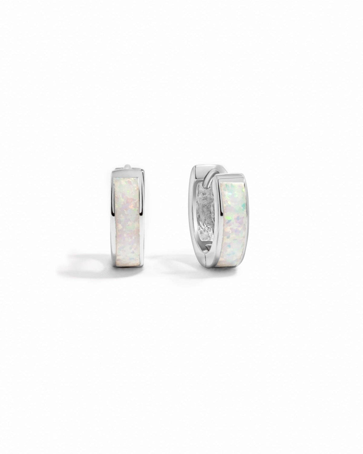 Opal Enamel Huggie Earrings
