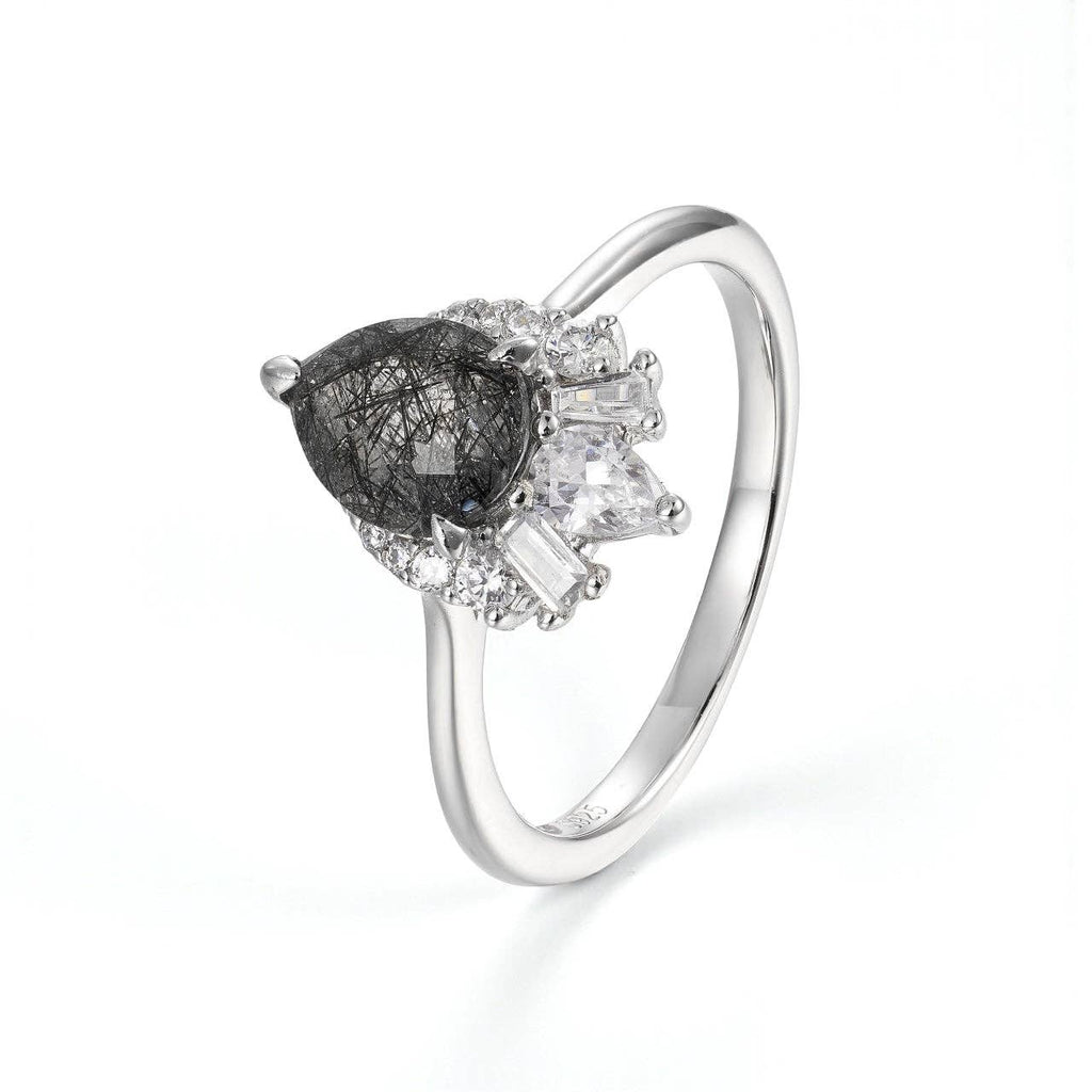Black Rutilated Quartz Ring- Sterling Silver