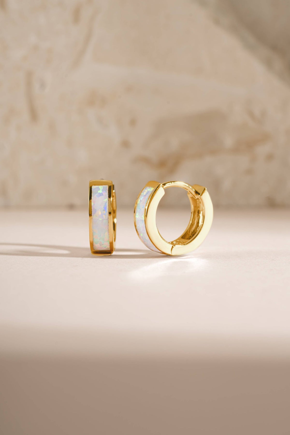 Opal Enamel Huggie Earrings