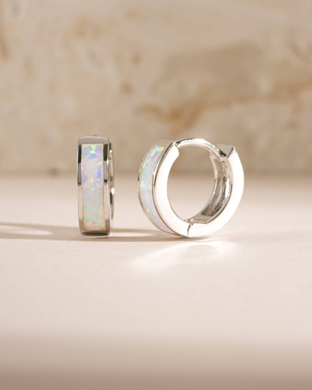 Opal Enamel Huggie Earrings